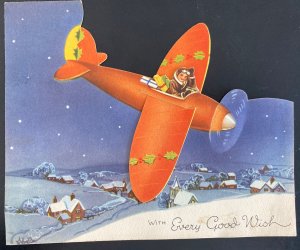 British Royal Air Force Christmas Wishes Mechanical Card Military