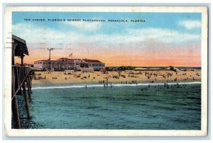 1933 Casino Floridas Newest Playground Exterior Sand Pensacola Florida Postcard