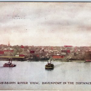 c1900s Davenport IA Mississippi River Steamer Steamship Paddle Boat Postcard A88