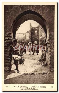 Old Postcard Taza Gate And Ruins Of Dal El Makhzen Children