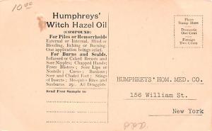 Humphreys' Witch Hazel Oil Advertising Typing on back 