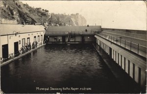 PC NEW ZEALAND, NAPIER, SWIMMING BATHS, Vintage REAL PHOTO Postcard (B41661)