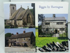 Postcard Biggin by Hartington Biggin Hall Hotel Waterloo Inn Church 1978 Derbys