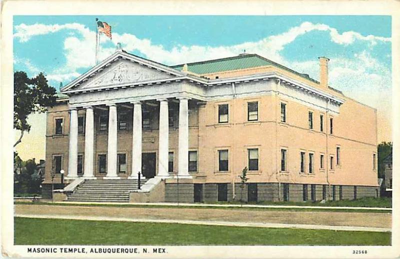 W/B Card of Masonic Temple Albuquerque New Mexico NM