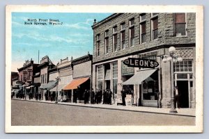 K6/ Rock Springs Wyoming Postcard c1920s North Front St Stores  212