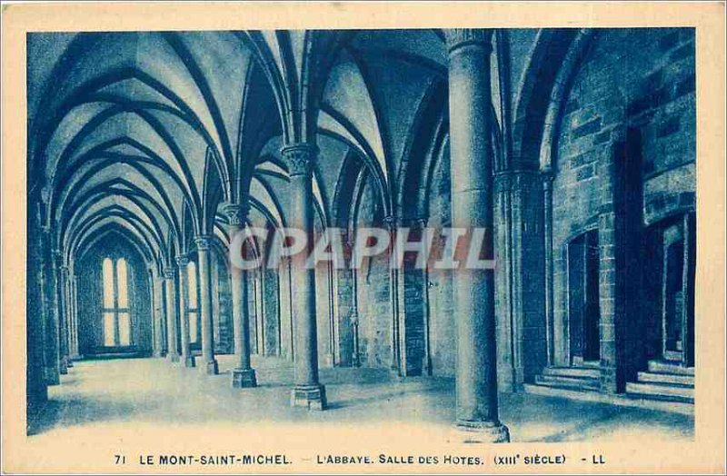 Old Postcard Mont St. Michel Abbey breakfast room