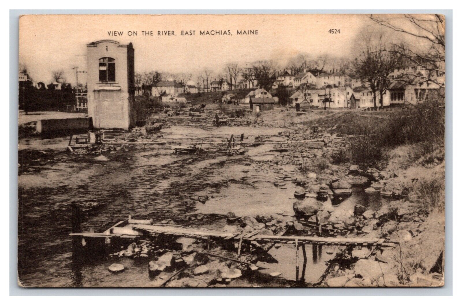 View on The River East Machias Maine ME 1934 Postcard Y1 United