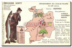 Postcard Old Emulsion Scott Poisson Department Ille et Vilaine Fougeres Redon...