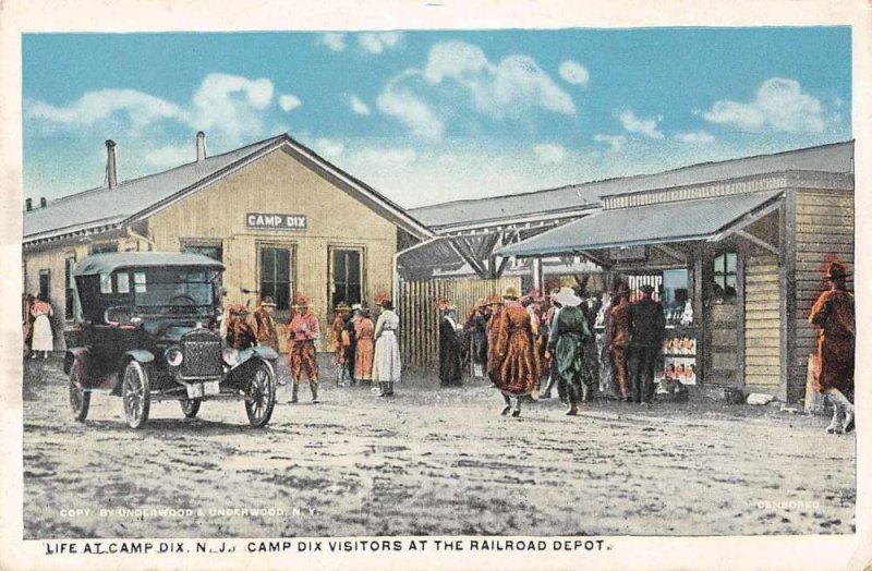 Camp Dix New Jersey Visitors at Railroad Depot Vintage Postcard JJ649875