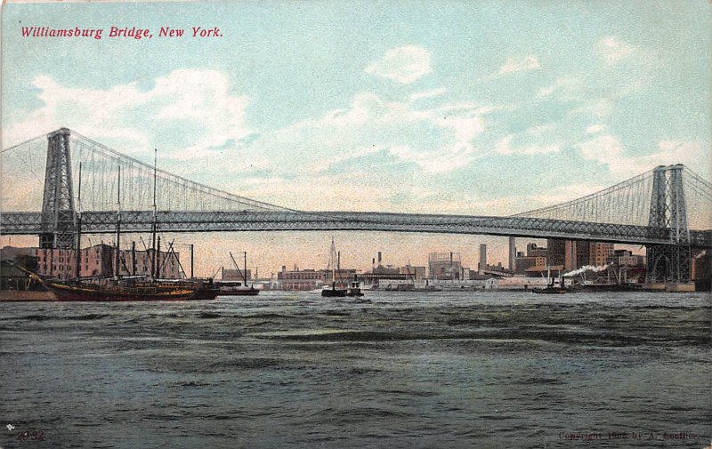 Williamsburg Bridge, New York, N.Y.,  Early Postcard, Unused