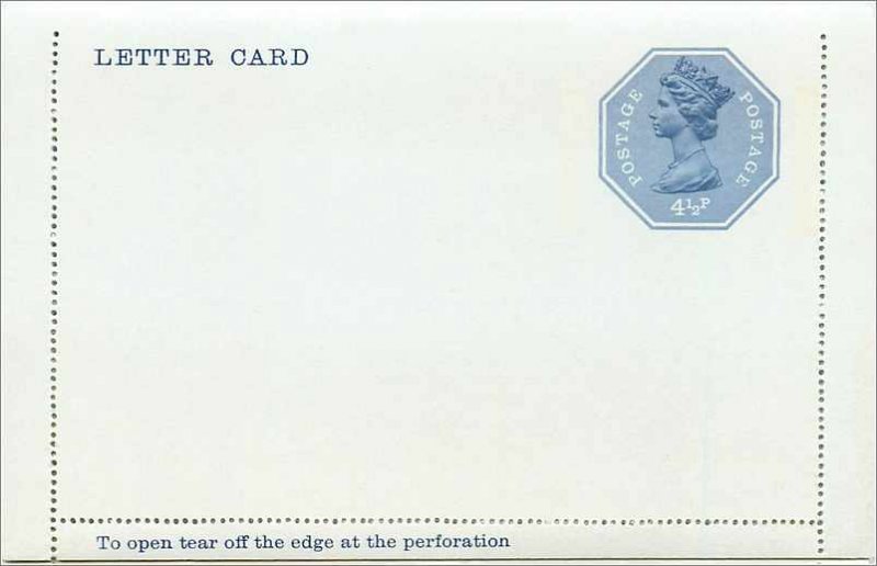 Entier Postal Stationery Postal Britain Great Britain 4 1 / 2p Machin