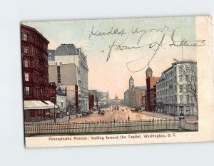 Postcard Pennsylvania Avenue looking toward the Capitol Washington DC USA