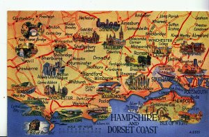 Map Postcard - Interesting Places in Hampshire and The Dorset Coast  MB1747