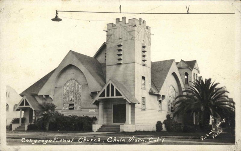 Chula Vista California CA Congregational Church Vintage Picture Shop RPPC PC