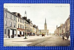 Vtg High Street Looking South Horse & Buggy Montrose Scotland Unposted Postcard