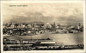 Seattle Wash WA Panoramic Waterfront view Real Photo Vintage Postcard