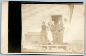 FAMILY w/ SERVANT ANTIQUE REAL PHOTO POSTCARD RPPC