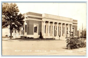 1944 Post Office Building Street Scene Spencer Iowa IA RPPC Photo Postcard