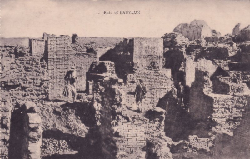 Tourists Explorers At The Ruins Of Babylon Iraq Antique Postcard