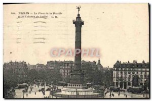 Old Postcard Paris Place De La Bastille And The Column Of July