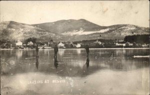 Melvin New Hampshire NH Ice Skating c1910 Real Photo Postcard