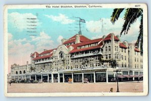 Stockton California Postcard Hotel Stockton Building Exterior View 1934 Vintage