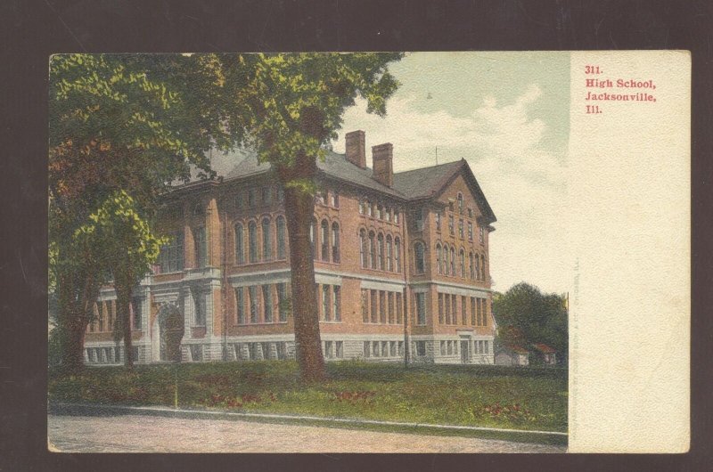 JACKSONVILLE ILLINOIS HIGH SCHOOL BUILDING ILL. 1909 VINTAGE POSTCARD