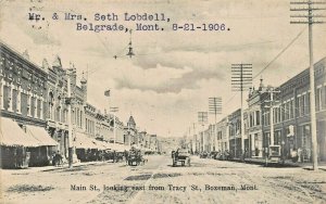 BOZEMAN MT~MAIN STREET EAST FROM TRACY ST~1906 PHILLIPS BOOKSTORE PHOTO POSTCARD