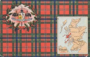 Scottish Tartan Old Kilt Map 1908 Antique Scotland Postcard