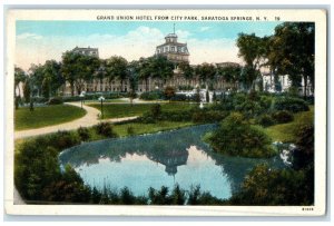 1926 Grand Union Hotel & Restaurant Building Saratoga Springs New York Postcard