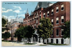 1936 St. Elizabeth Hospital Exterior Building Danville Illinois Vintage Postcard