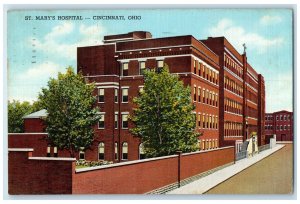 1955 St. Mary's Hospital Building Side View Roadside Cincinnati Ohio OH Postcard