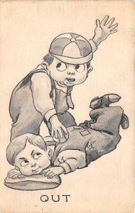 Out Out Base Ball Baseball  Post Card