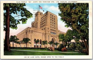 Los Angeles California CA, 1941 De Luxe Hotel Building, Elks Temple, Postcard