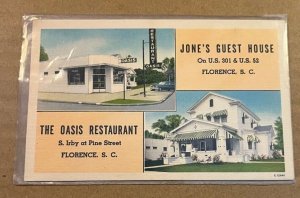 VINT LINEN PC UNUSED - JONE'S GUEST HOUSE & THE OASIS RESTAURANT, FLORENCE, S.C.