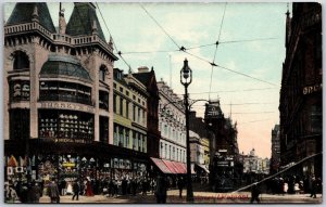 Church Street Liverpool England Crowd Scene Buildings Structure Postcard