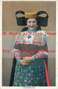 Native Ethnic Culture Costume, Buckeburgerin Germany, Woman with Fancy Hat