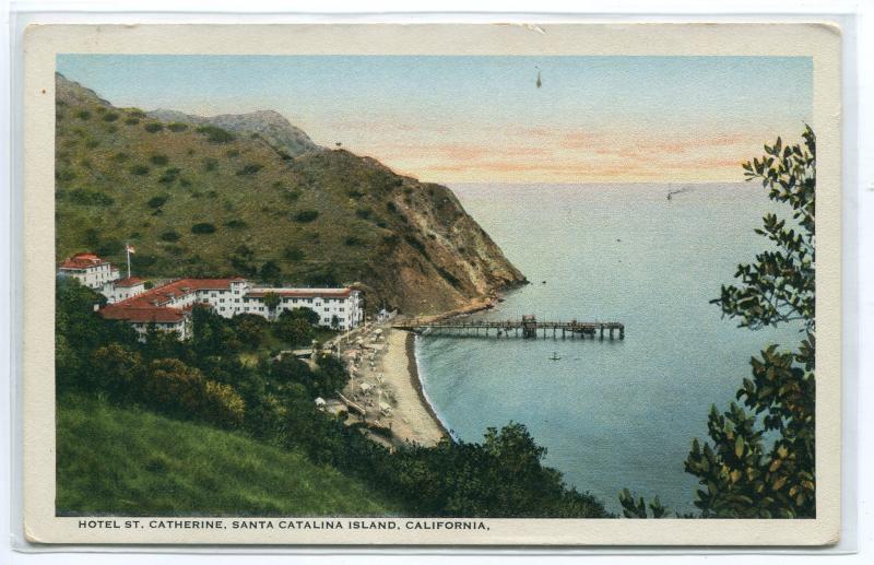 Hotel St Catherine Panorama Catalina Island California 1920s postcard