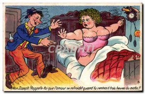 Humor - Illustration - You come three o'clock in the morning! - Old Postcard