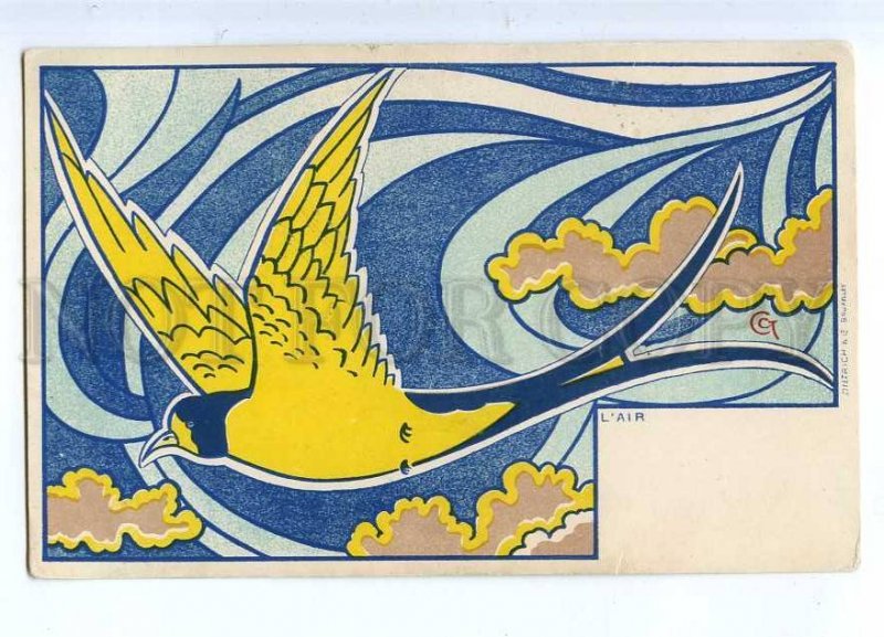 187607 ART NOUVEAU Air BIRD Gisbert COMBAZ Vintage DIETRICH PC