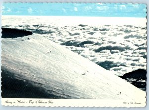 1960 Hawaii HI Postcard Skiing Peak Mauna Kea Big Island Association Aerial View