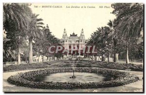 Old Postcard Monaco Monte Carlo Casino Gardens and