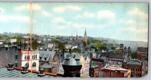 Rare 4 Panel  Albany  New York  Postcard  22 x 3.5 -  Safe Deposit Sign  c1915