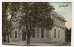 Post Office Monmouth Illinois 1910c postcard