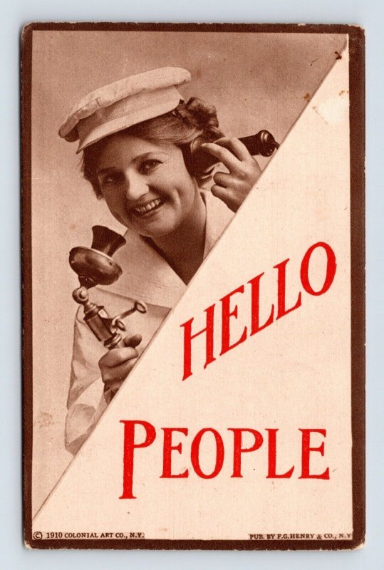 Telephone Operator Candlestick Phone Hello People UNP F G Henry DB Postcard I17