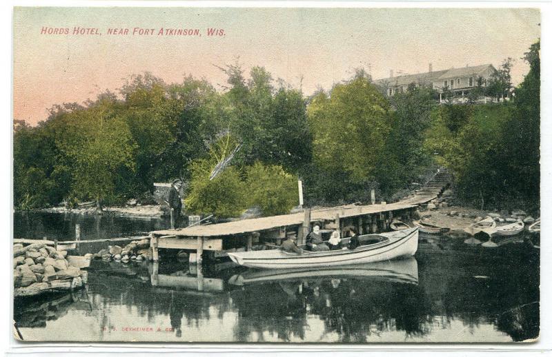 Boat Dock Hords Hotel Fort Atkinson Wisconsin 1910c postcard