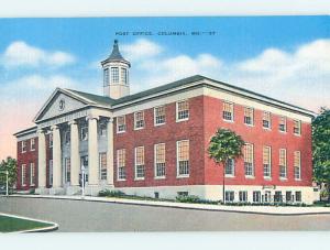 Unused Linen POST OFFICE SCENE Columbia Missouri MO hs1180