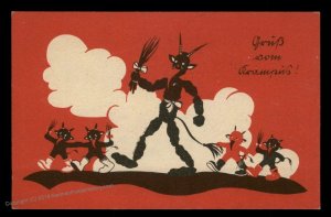 Austria ca1920s Classic Krampus Devil Christmas Card 93273