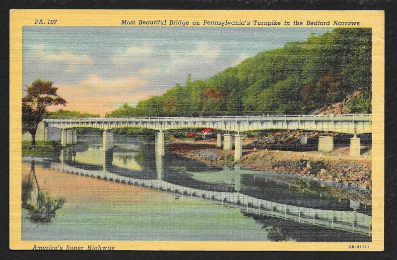 Bedford Narrows Bridge Pennsylvania Turnpike used c1949