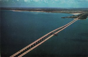 The Gandy Twin Bridges Bird's Eye View Old Tampa Bay Florida Postcard / 2T3-6